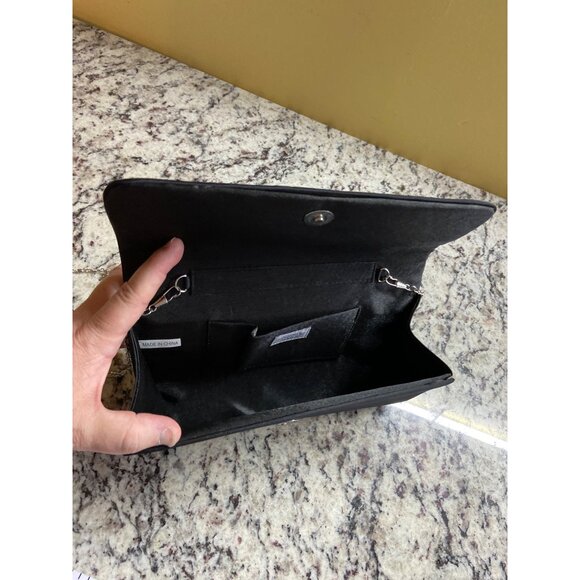 Charming Charlie Black Satin Pleated Clutch Purse - Picture 3 of 5